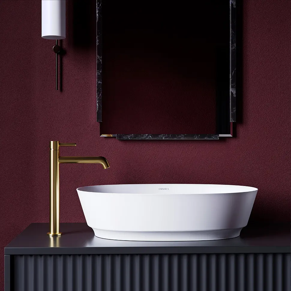Смеситель для умывальника Omnires Y brushed gold (Y1212GLB) высокий, золотой брашированный - фото 2