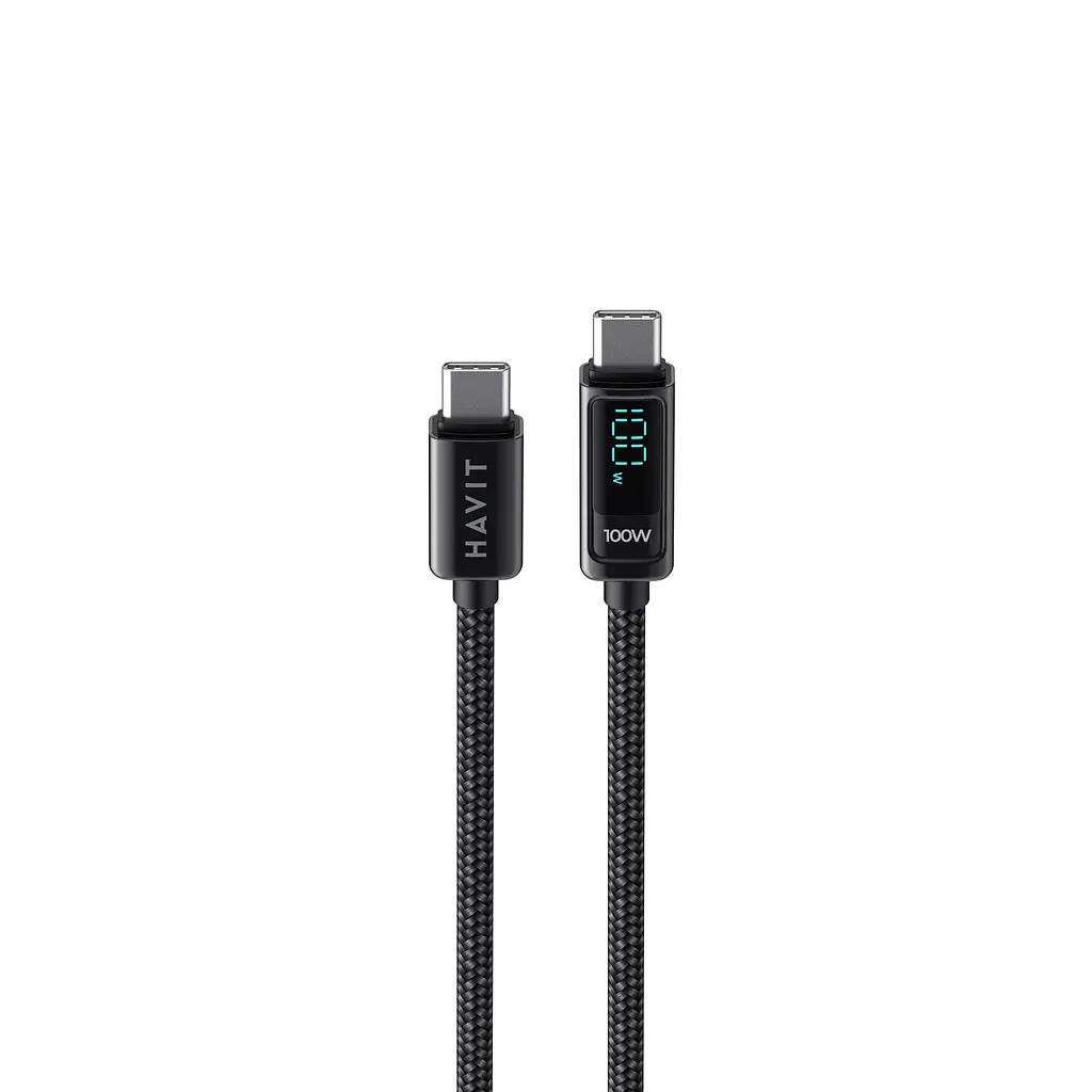Кабель Type-C to Type-C HAVIT HV-CB6247 PD100W 5A 2м з LED екраном HAVIT (27870-000) - фото 3