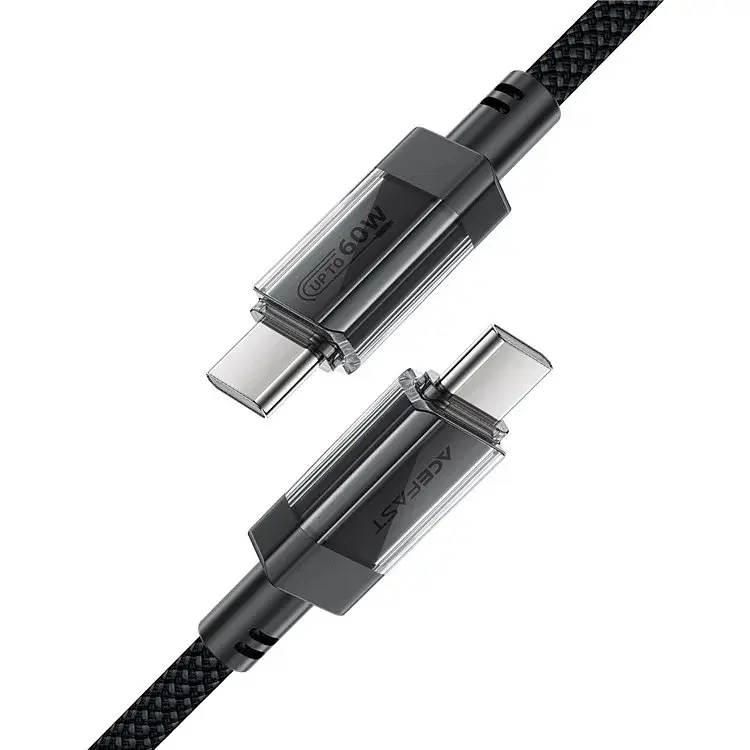 Кабель USB 2.0 Type-C M-M, 1.2 м, 60W stainless steel Чорний, C12-03 Acefast - фото 3
