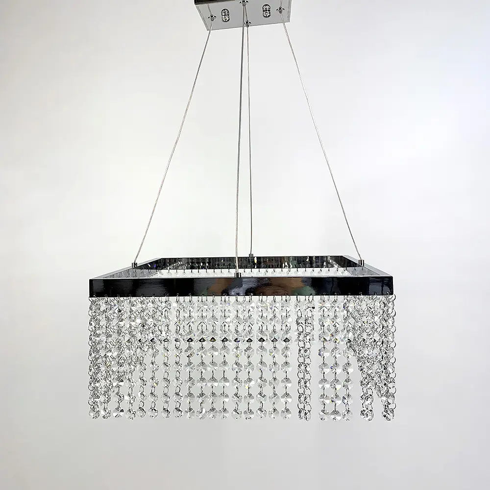 Невероятная хрустальная квадратная люстра с серебряной обводкой h35 Line.F Диаметр 30см - фото 2