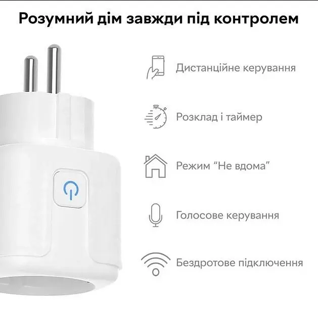 Розумна розетка Tuya Smart Wi-Fi 16А з лічильником електроенергії із підключенням до телефону - фото 3