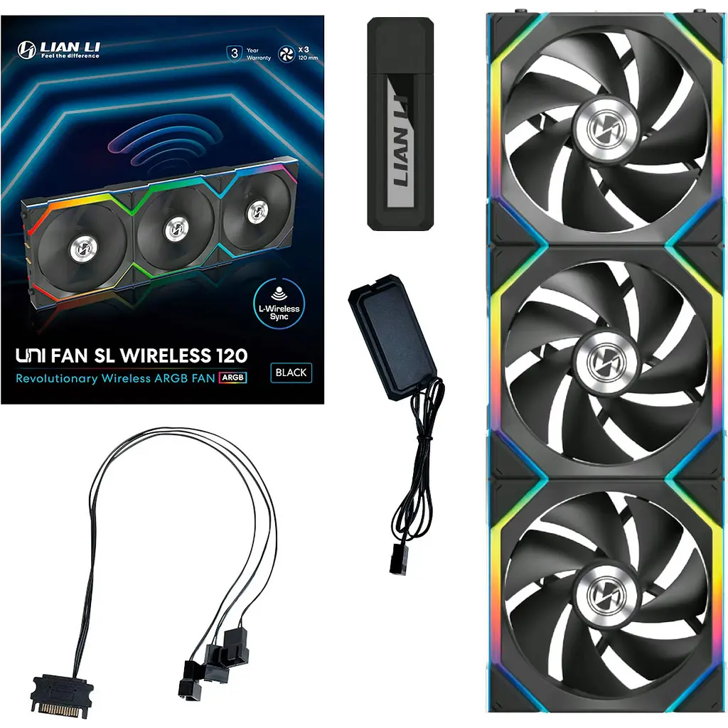 Вентилятор Lian Li Uni Fan SL Wireless 120-3 Black (G99.12SL1W3B.00) - фото 2