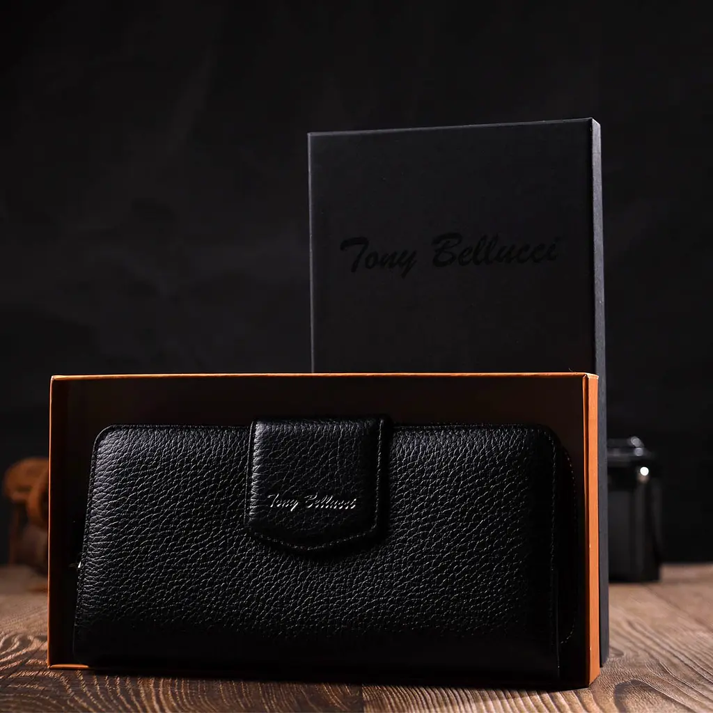 Кожаный женский кошелек Tony Bellucci 9.5х19х2 см acs0026968 - фото 9