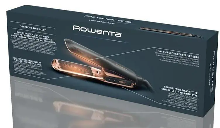 Випрямляч Rowenta Thermocare Ultimate Experience, температурних режимів 5, 150-210С, дисплей, кераміка, чорно-золотий - фото 4