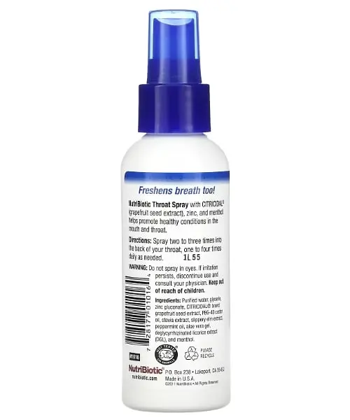 Для горла Throat Spray with Grapefruit seed extract 118 ml Nutribiotic vit0006057 - фото 2