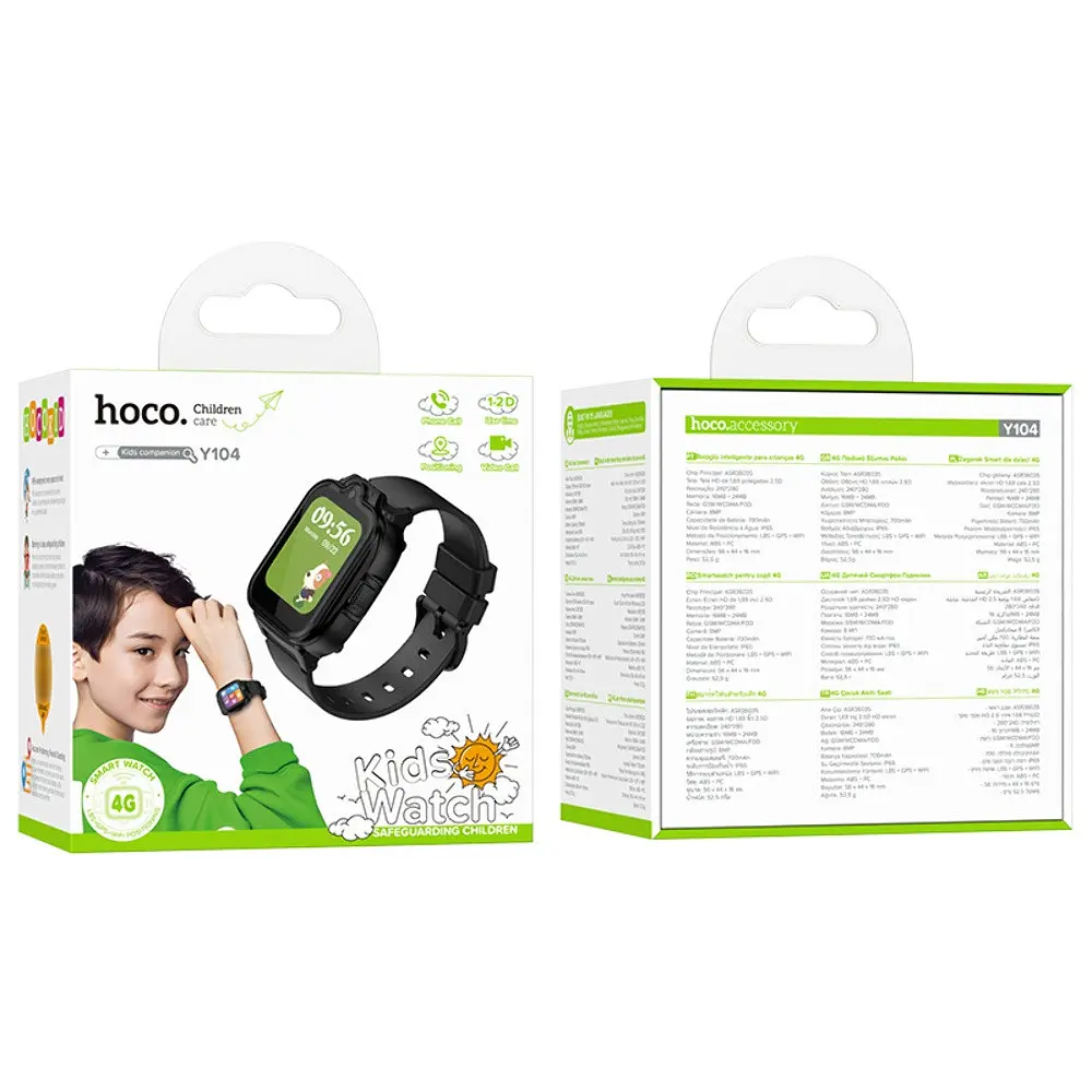 Дитячий смарт годинник Hoco Y104 (4G) з функцією дзвінка чорний 6942007646352 - фото 4
