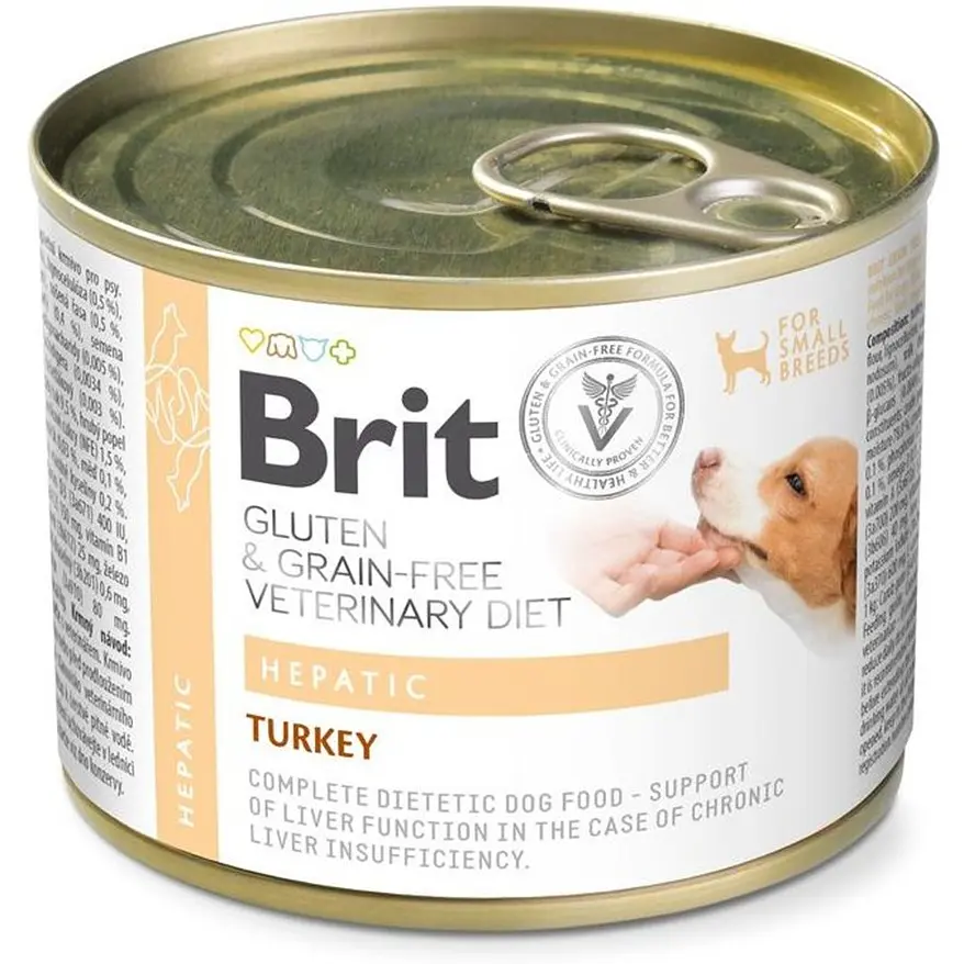 Корм вологий Brit VetDiet Hepatic для собак для підтримки функцій печінки з індичкою 200 г - фото 1