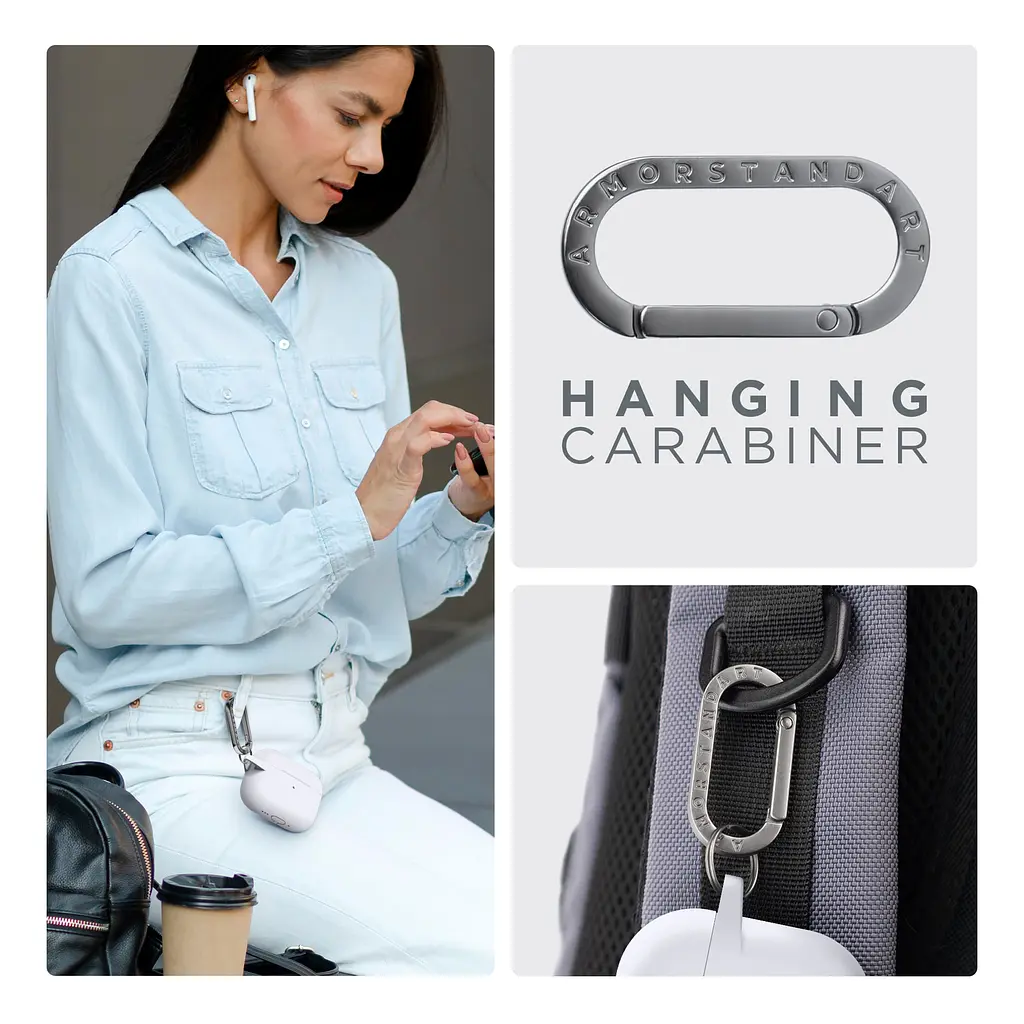 Силіконовий чохол для навушників Apple AirPods Pro 3, Hang Case, білий, ультратонкий захисний кейс товщиною 2 мм, захист від подряпин, пилу та ударів, компактний, з карабіном для кріплення, ArmorStandart (ARM88284) - фото 6