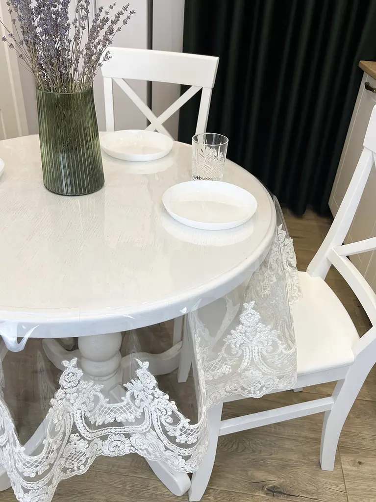 Силиконовая скатерть с молочным кружевом Арка Elit 270х100 см - фото 2