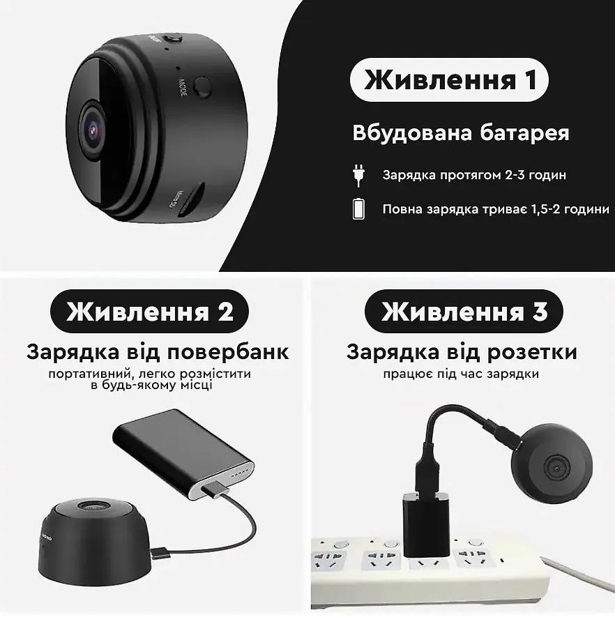 Мінівідеокамера з датчиком руху та нічною знімкою A9 Wi-Fi HD - фото 2