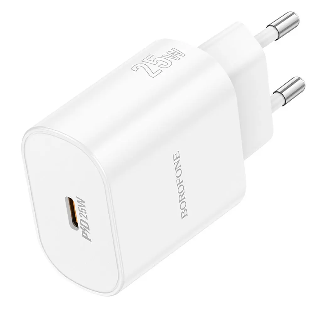 Зарядний пристрій Borofone BA82A 1USB-C PD/QC 25W 5V/3A 100-240V AC 50/60Hz 0.6A White (34482_3341411) - фото 3