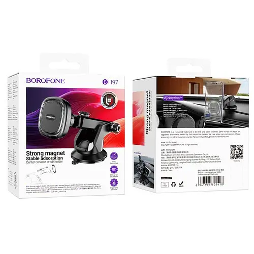 Автотримач Borofone BH97 NT Ice magnetic car holdercenter console чорний - фото 6