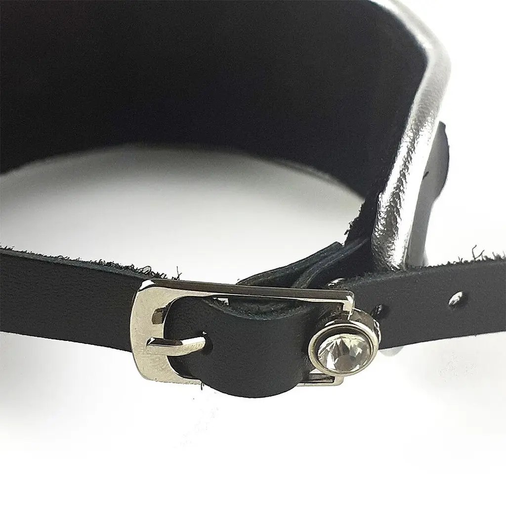 Ошейник из натуральной кожи со стразами и кольцом Art of Sex - Collar Ring - фото 5