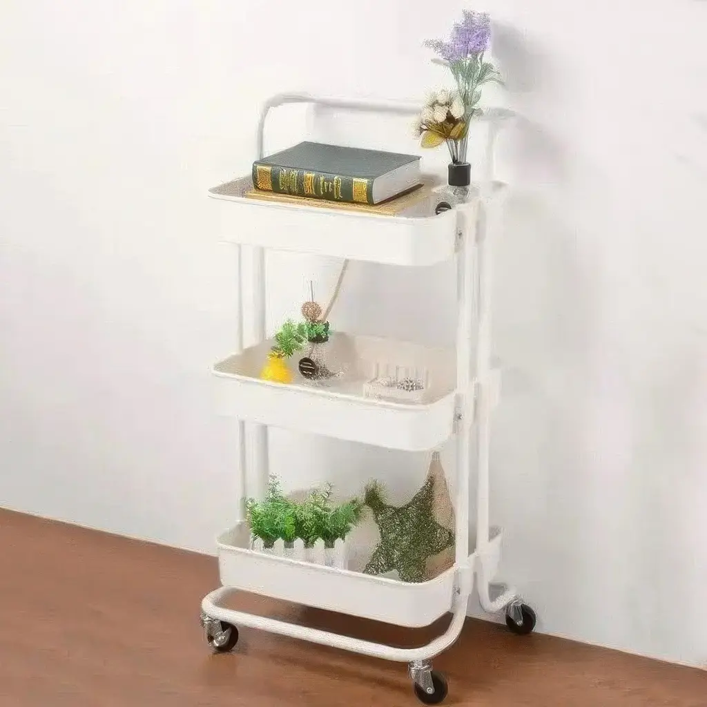 Етажерка на колесах Stenson Comfort WW01355-W 3-ярусна 41х39х86 см біла (36050) - фото 6
