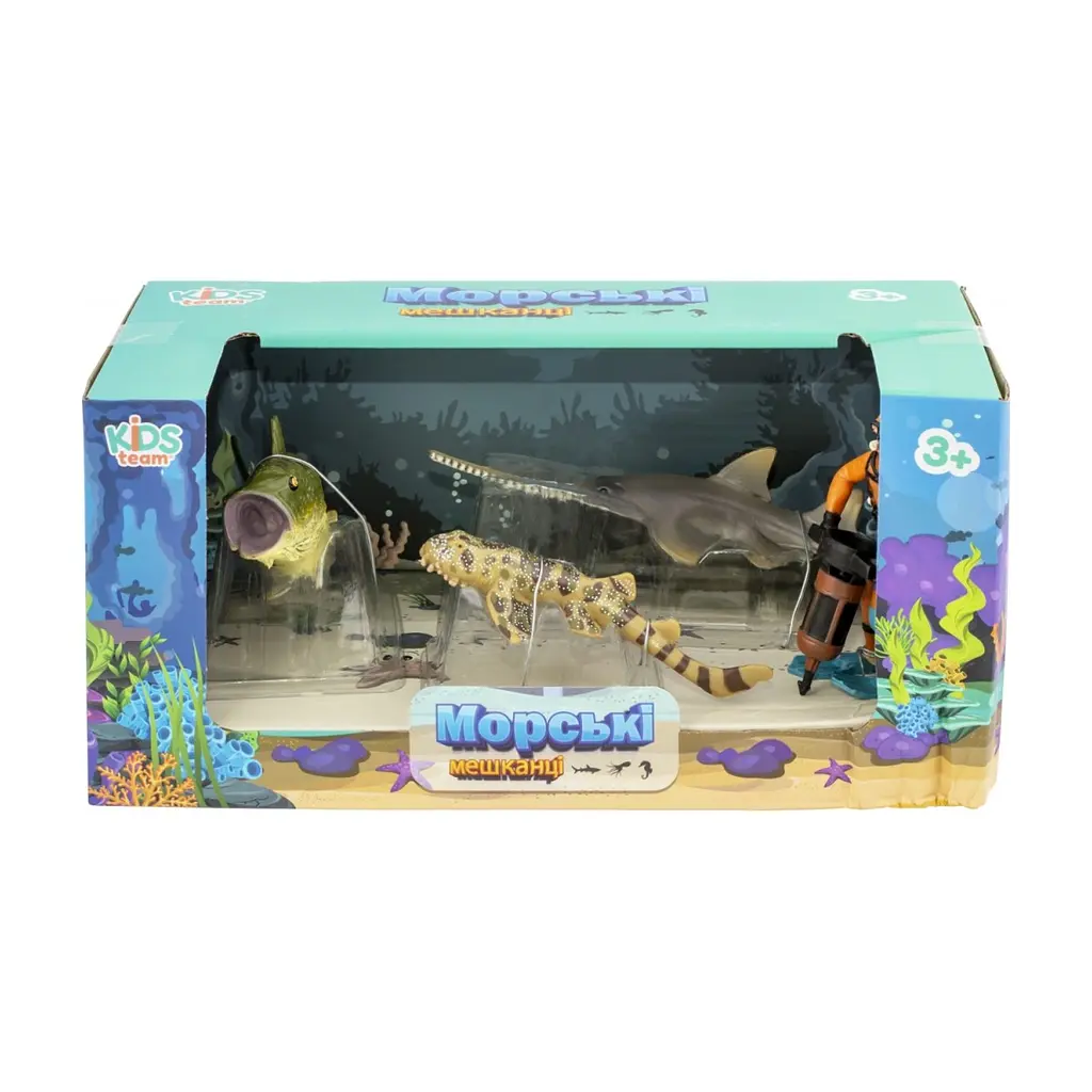 Фігурка Kids Team Морські мешканці: бичача акула, європейський пілорил, окунь, аквала (Q9899-P25_2) - фото 2