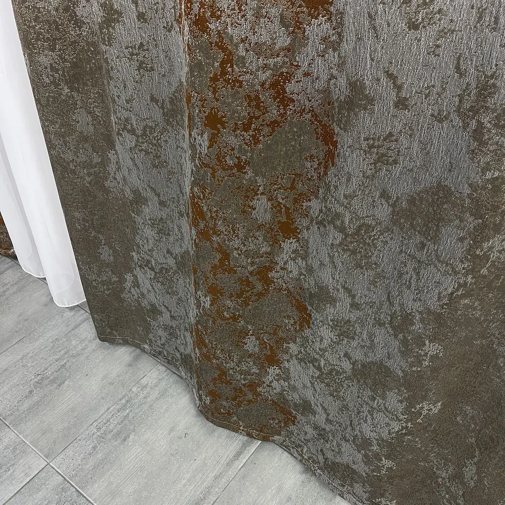 Жакардові мармурові штори сіро-бронзового кольору 2шт. 150х270 з білим шифоновим тюлем 400х270, на т ALBO pbe0052754 - фото 5