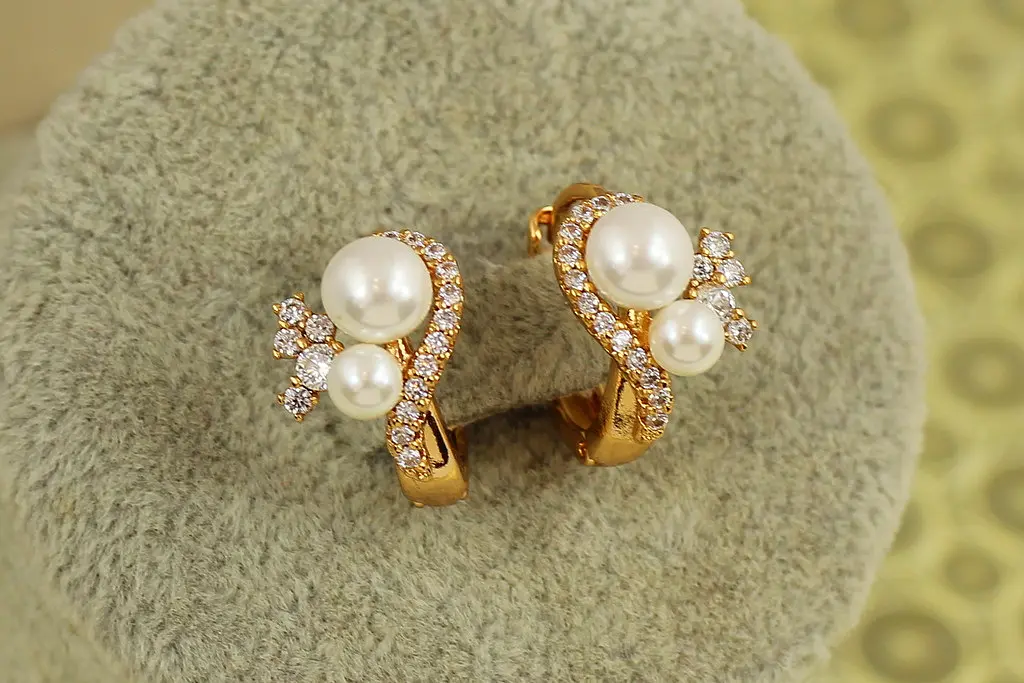 Сережки Xuping Jewelry Дует перлин 1,6 см золотисті