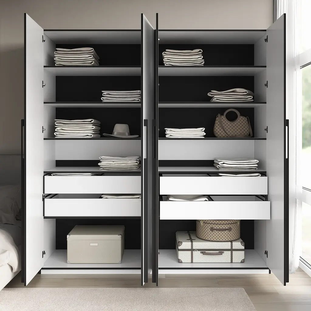 Шафа для одягу Flamecame у спальню з поличками на 4 двері FR-17 Дуб сонома - фото 6