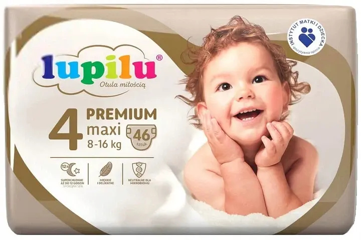 Підгузники Lupilu Premium Maxi Розмір 4, Вага 8-16 кг, 46 шт