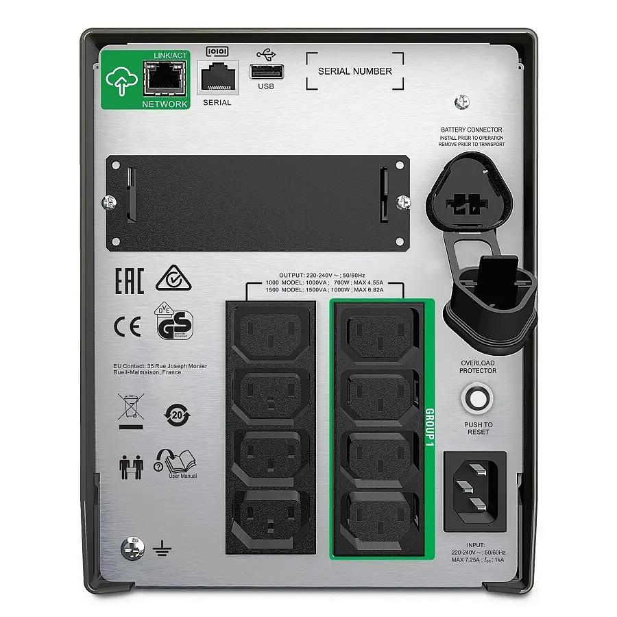 APC ДБЖ Smart-UPS 1000VA/700W, LCD, USB, SmartConnect, 8xC13 - фото 4