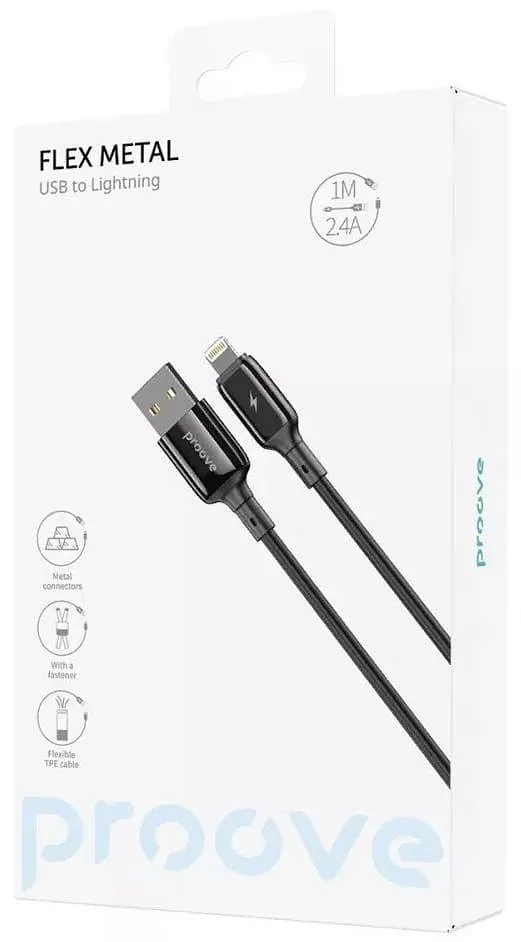 Кабель Proove Flex Metal Lightning 2.4A (1m) black (CCFM20001101) - фото 2
