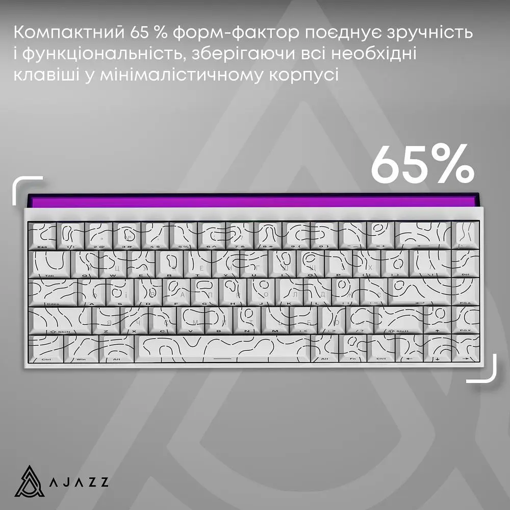 Клавіатура Ajazz NK68 Red Switch White USB-C (NK68-R-S-W) - фото 7