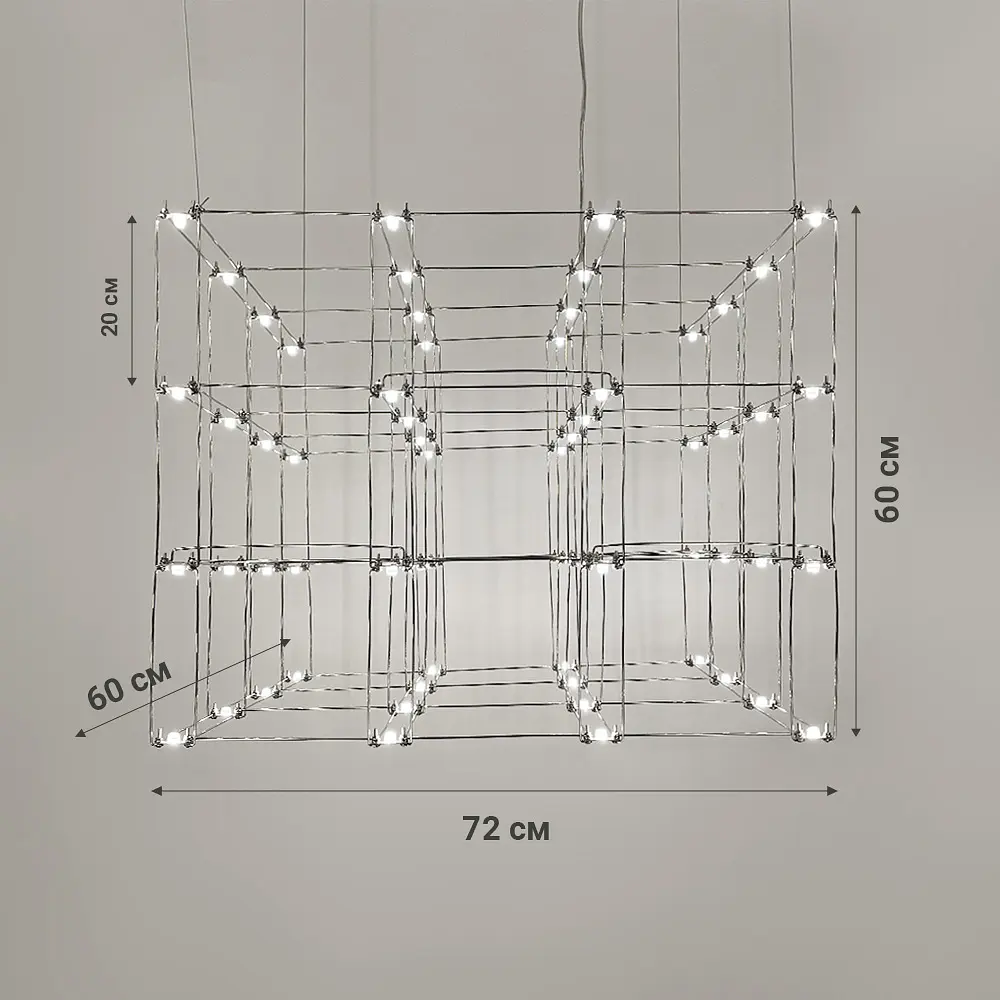 Люстра в 3-х размерах в форме параллелепипеда Line.F Длина 75 см - фото 3