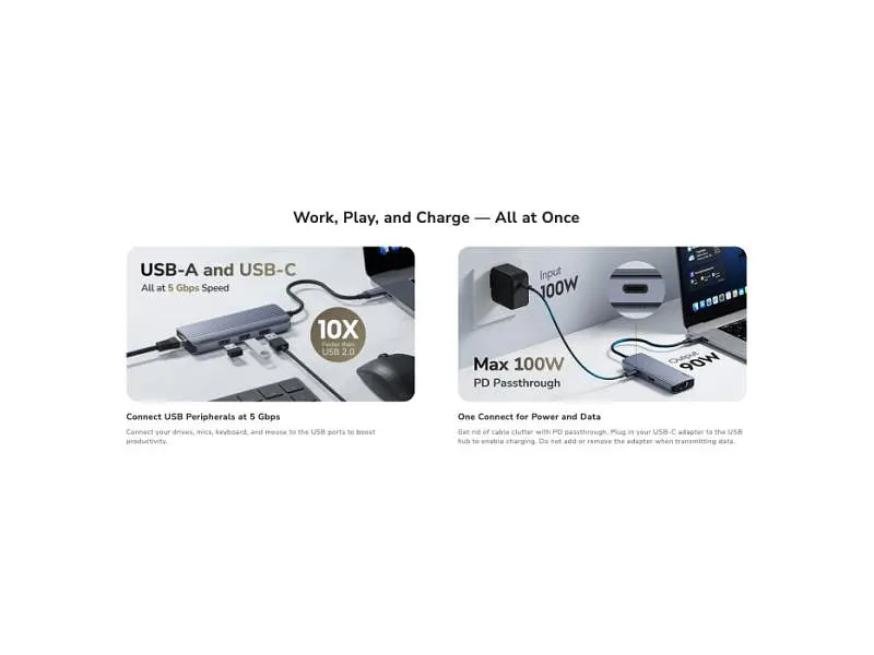 Док-станція CUDY 6-in-1 Grey (UH606) - фото 4
