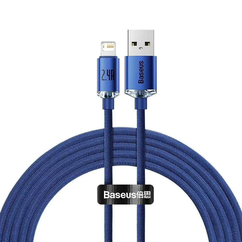 Кабель Baseus Crystal Shine USB - Lightning (M/M), 2.4A, 2 м Blue (CAJY000103) - фото 7