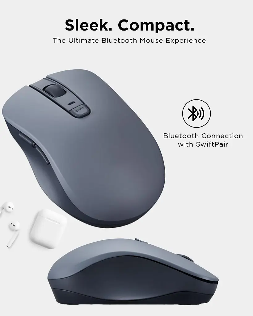Безшумна Bluetooth-миша Lenovo (WL300) - 5-кнопкова комп'ютерна миша з безшумним клацанням лівої та правої клавіш - ергономічний д - фото 2