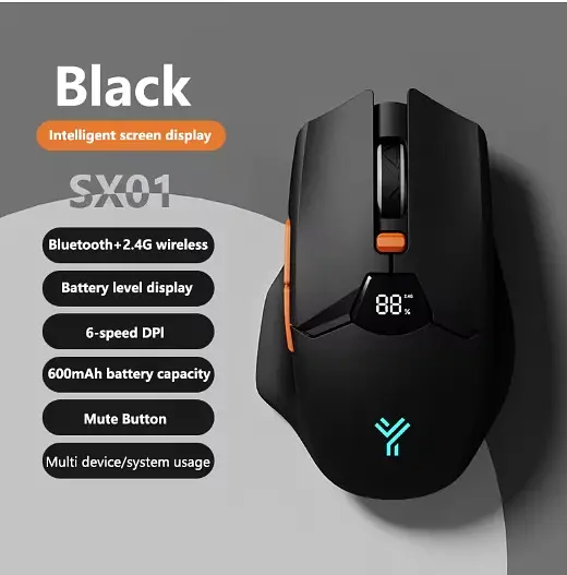 Мишка Бездротова Ігрова SX01 600 мАг Bluetooth DPI для Пк і ноутбуків Чорна  - фото 2