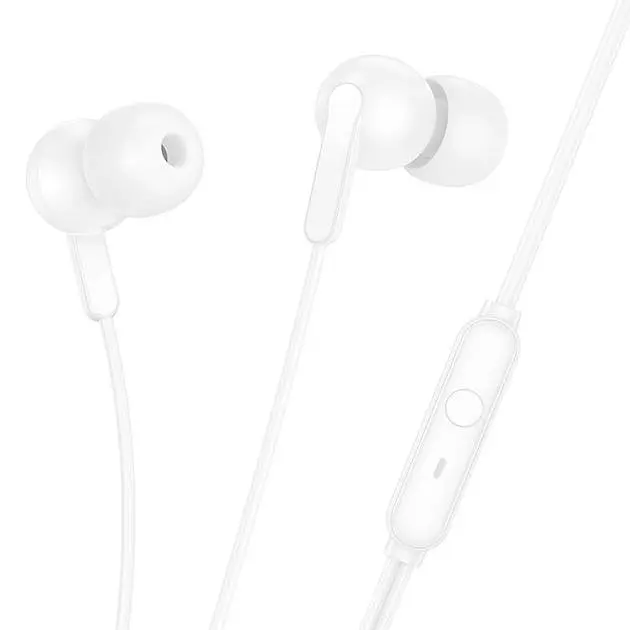 Дротові навушники Hoco M124 Wide universal earphones with microphone, 3.5mm, 1.2m, white - фото 2