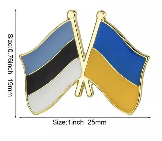 Подвійний значок-пін «Україна – Естонія» 25 × 19 мм (00099) - фото 2