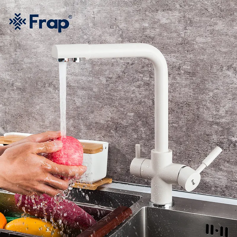 Змішувач для кухні на дві води Frap F4352-24, білий, Білий - фото 2