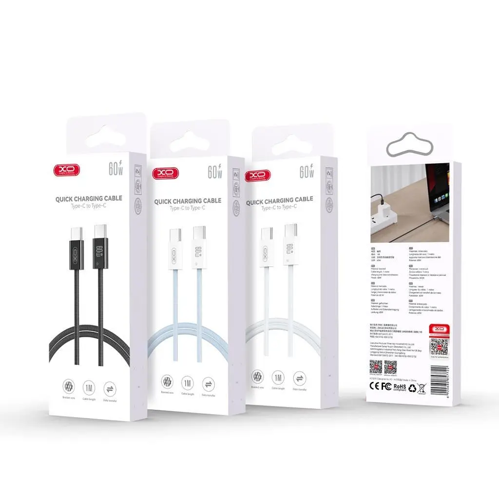 Дата кабель USB-C to USB-C 1.0m 60W white XO (CB-Q73CC) - фото 2