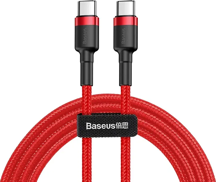 Кабель Baseus Cafule Type-C to Type-C PD2.0 60W (20V 3A) 1m red (CATKLF-G09) - фото 2
