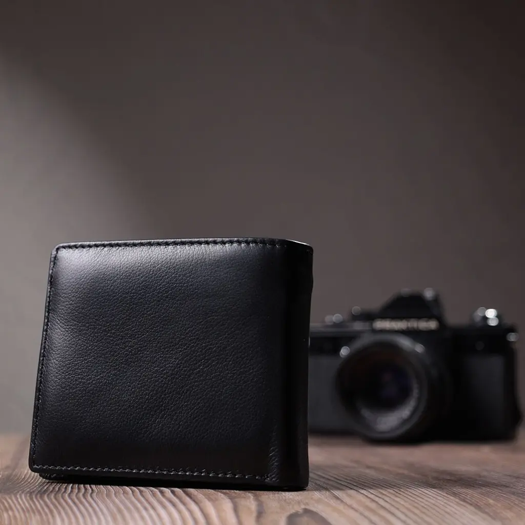 Чоловіче портмоне з натуральної шкіри ST Leather 22734 чорне - фото 10