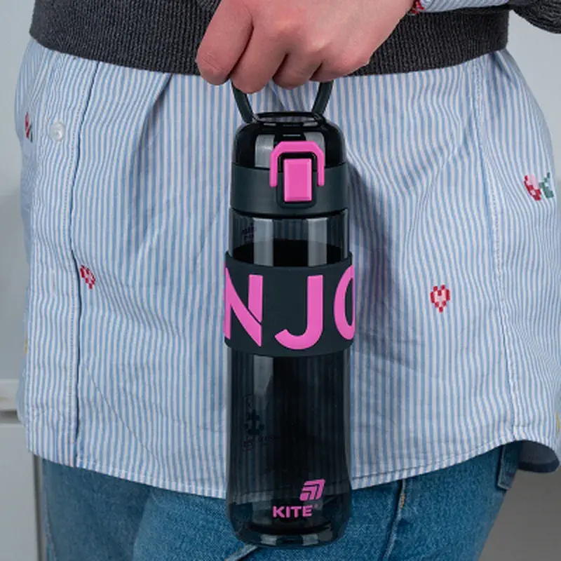 Пляшка для води Kite 680 мл чорно-рожева (K25-1233-3) - фото 6