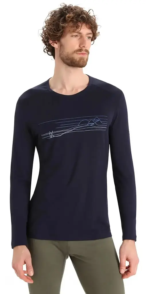 Термокофта Icebreaker 200 Oasis LS Crewe Ski Stripes Men M Midnight (1052-IB0 A56 HU401 M) - фото 2