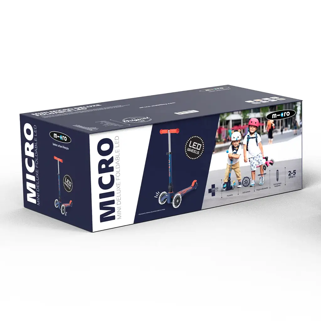 Самокат Micro Mini Deluxe Foldable LED" складний Синій" (MMD196) - фото 3