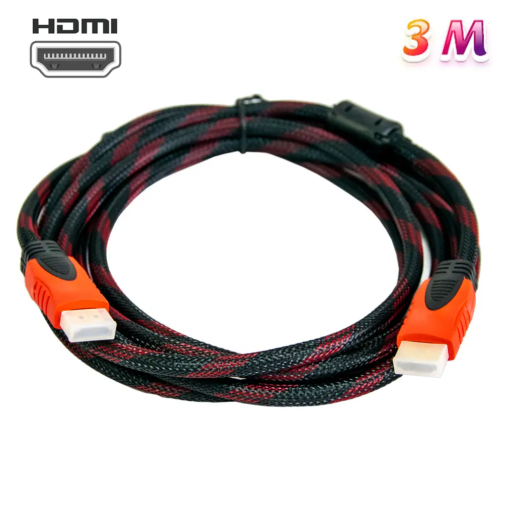 Кабель HDMI V1.4, шнур HDMI–HDMI 3 м, тканинна оплетка, для телевізора і комп’ютера - фото 2