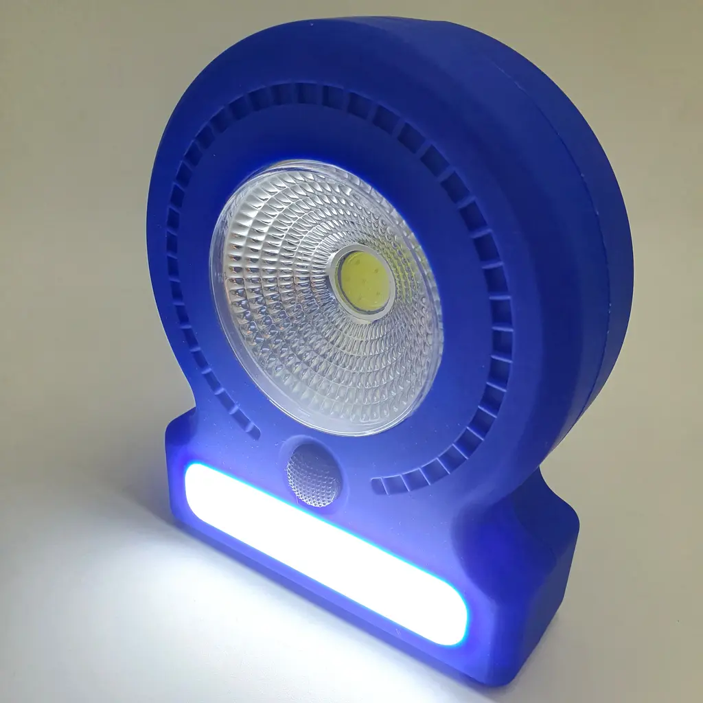 Ліхтар кемпінговий 3 режими COB, 8SMD(white), 5SMD(red) магніт та гак для підвіски 3хАА лампа 11см UKC 037-A синій - фото 2