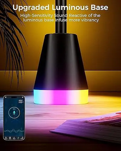 Світлодіодний торшер, кутовий торшер, розумний кутовий торшер з RGB-підсвіткою, керуванням через застосунок і пульт - фото 2