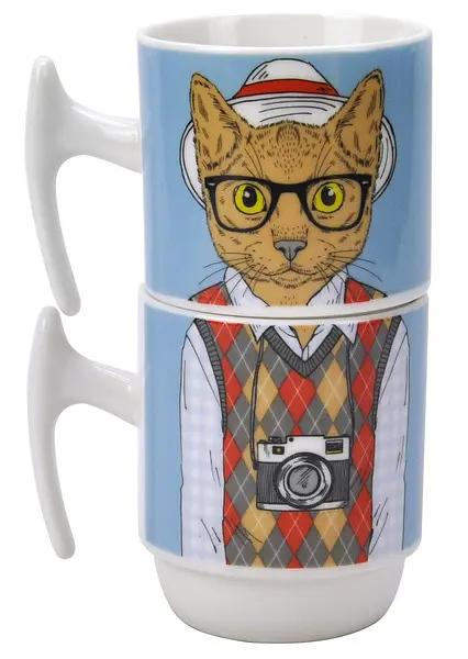 Набір чашок на металевій підставці Limited Edition Cat & Hats, 5 предметів (6518450) - фото 2