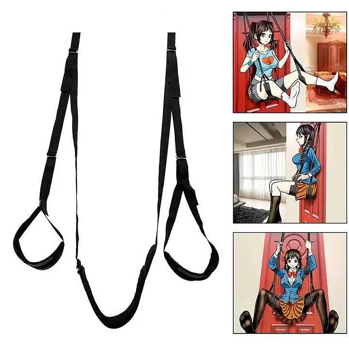 Секс-гойдалка текстильна для дверей Fetish Tentation Door Straps Чорний - фото 5