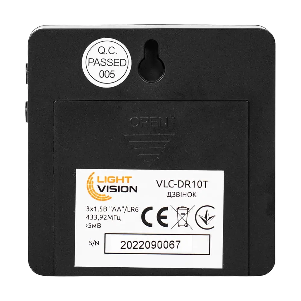 Дверний WiFi дзвінок Light Vision VLC-DR10T(Tuya) Black з ІЧ-датчиком руху (75-00186) - фото 10