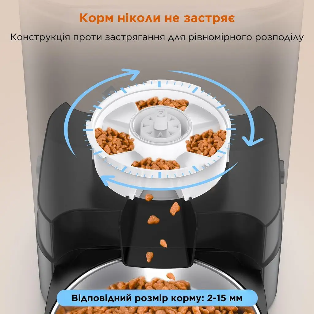 Автоматична годівниця для котів HoneyGuaridan A303D 3,5 л з двома мисками, чорний - фото 5