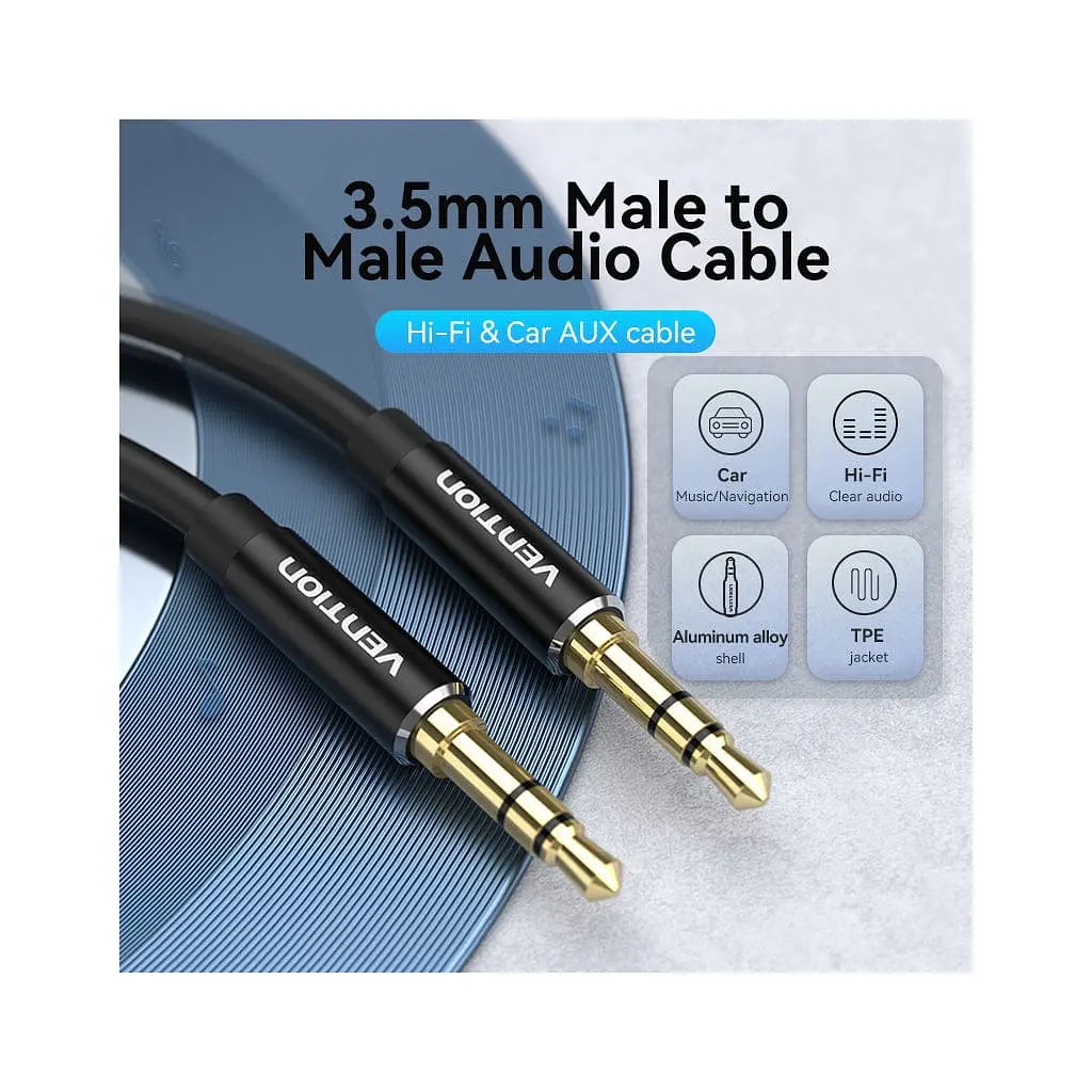 Кабель мультимедійний 3.5mm M to 3.5mm M 1.5m black Vention (BAXBG) - фото 3