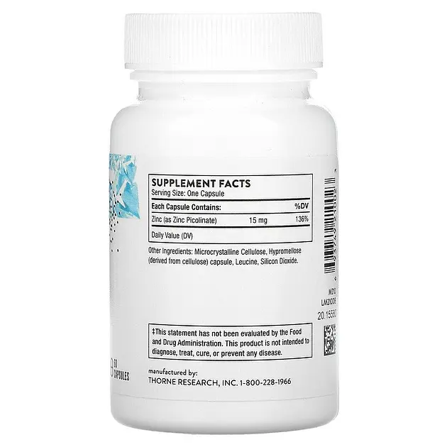 Піколінат цинку посилений Thorne Research Zinc Picolinate 15 мг 60 капсул - фото 2