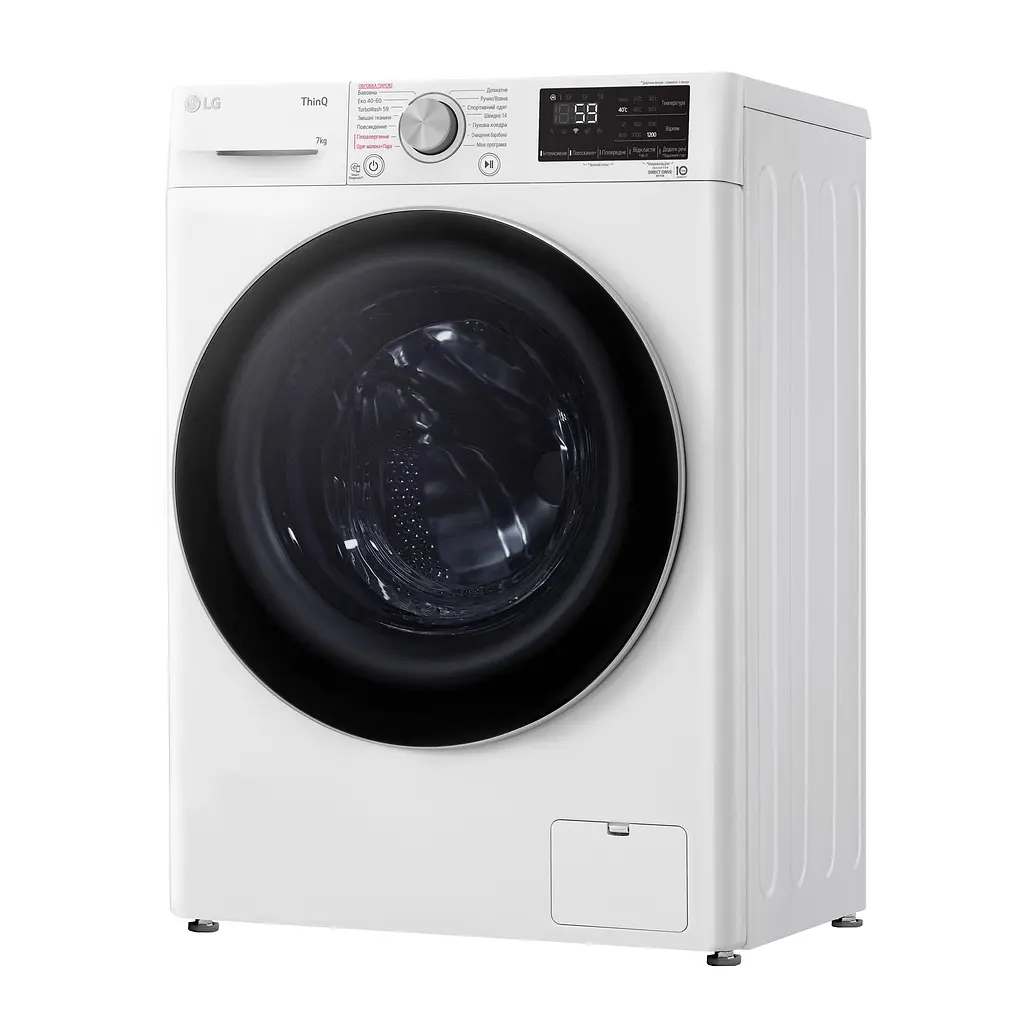 Пральна машина LG фронтальна 7 кг 1200 A+++ 48 см дисплей пара інвертор білий - фото 5